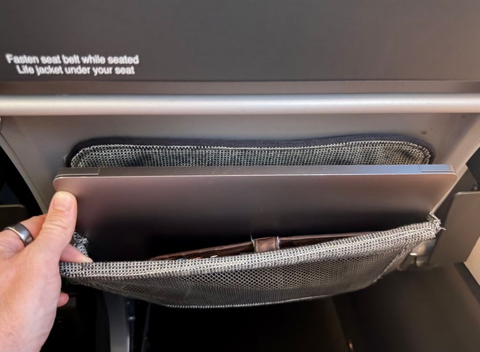 Qantas Airbus A220 economy storage pouch