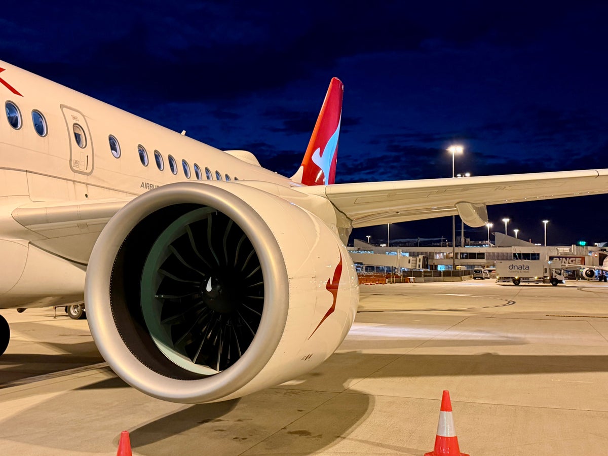Qantas Airbus A220 parked at Melbourne Airport MEL