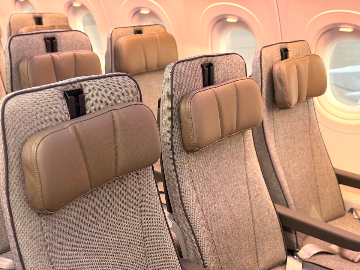 Qantas Airbus A321XLR economy seats close up