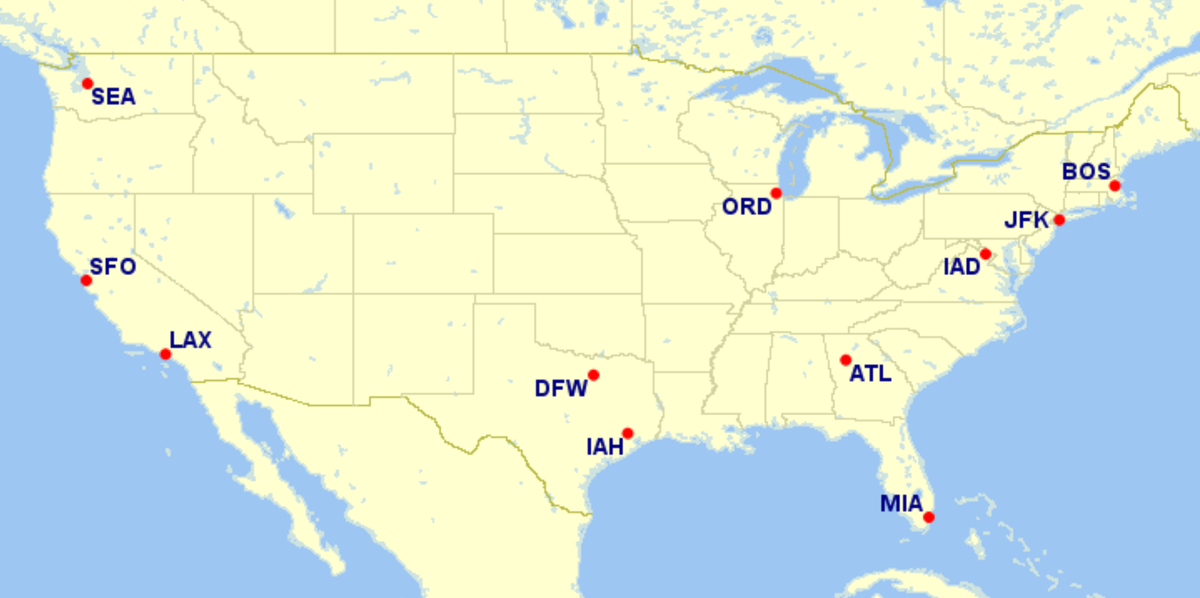 Qatar Airways US destinations map Qatar Airways US destinations map