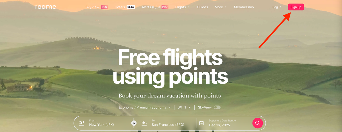 Roame sign up Roame sign up