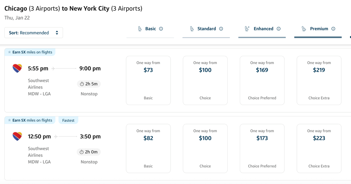 Southwest Airlines flights in Capital One Business Travel Southwest Airlines flights in Capital One Business Travel