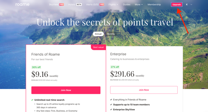 Upgrade to Friends of Roame subscription