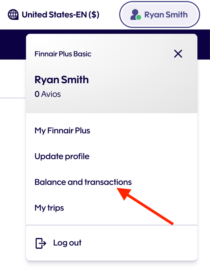 View Finnair Plus Avios account history