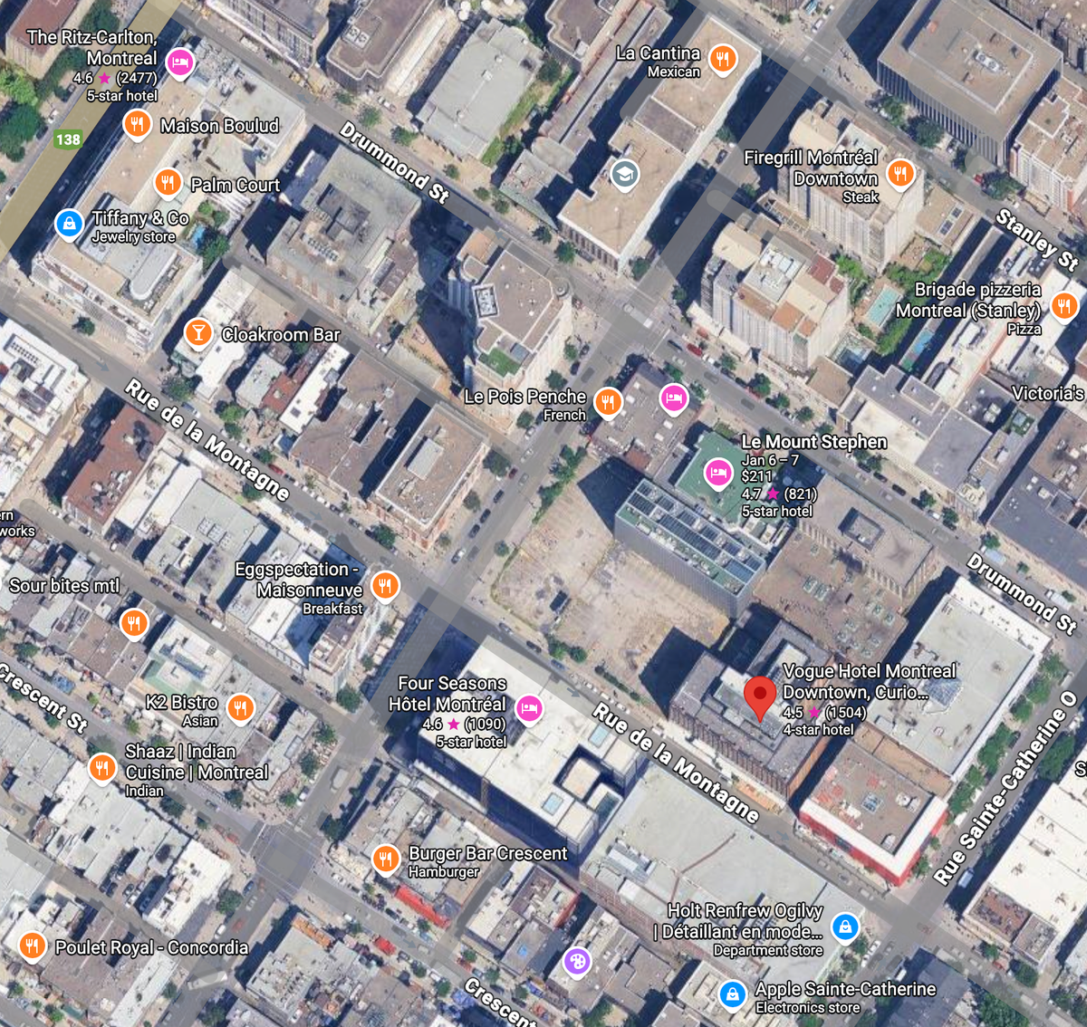 William Gray Hotel Montreal Centre ville map