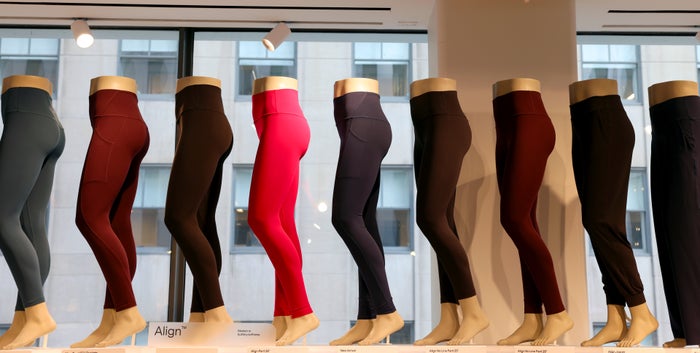 Lululemon and Amex Platinum mirror card lululemon NYC shopping leggings mannequins