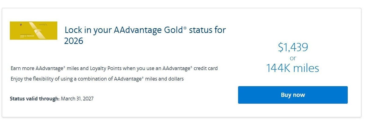 AA buy up offer Gold 2026
