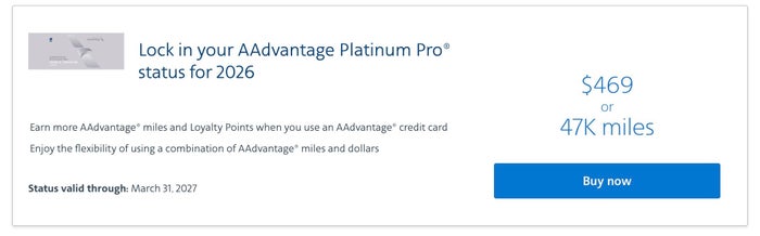 AA buy up offer Platinum Pro 2026