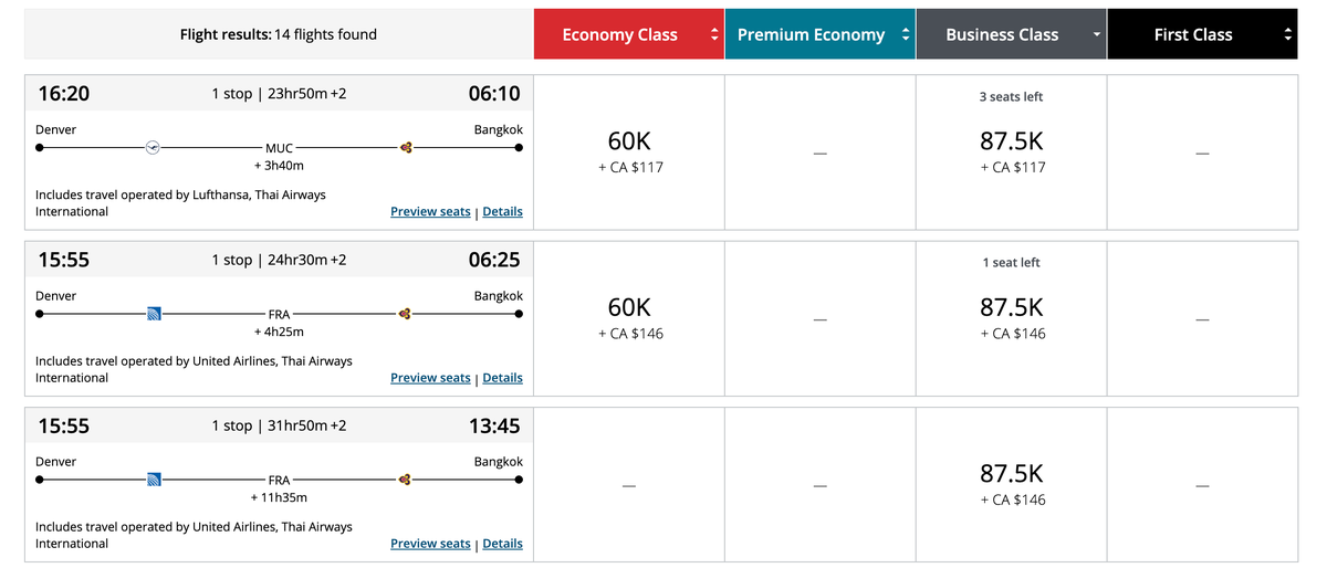 Air Canada Aeroplan Thailand