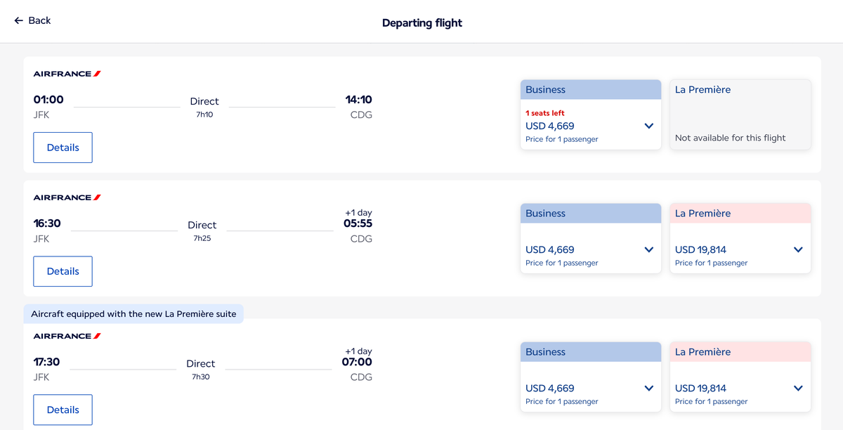 Air France first class indicators Air France first class indicators