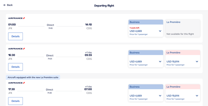 Air France first class indicators Air France first class indicators