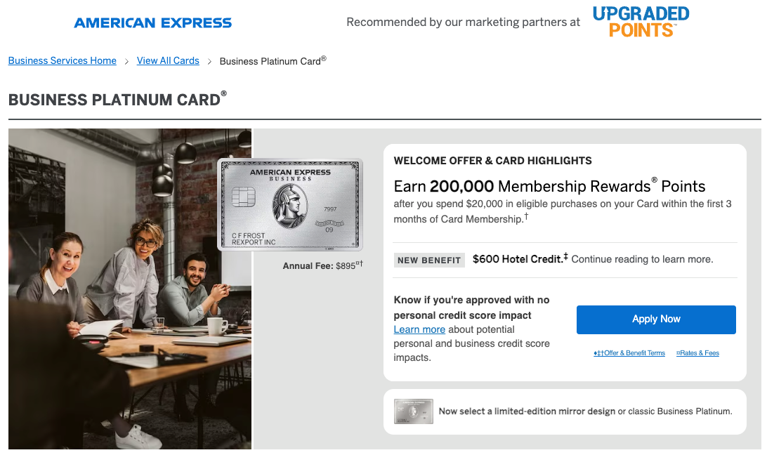 Amex Business Platinum card 200k ofer January 17 2026