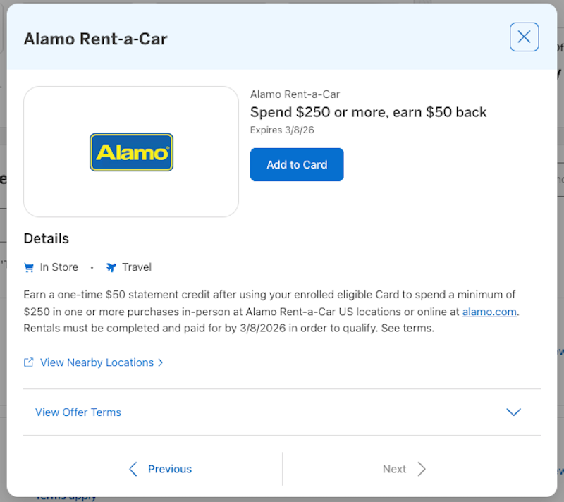Amex Offer Alamo January 2026