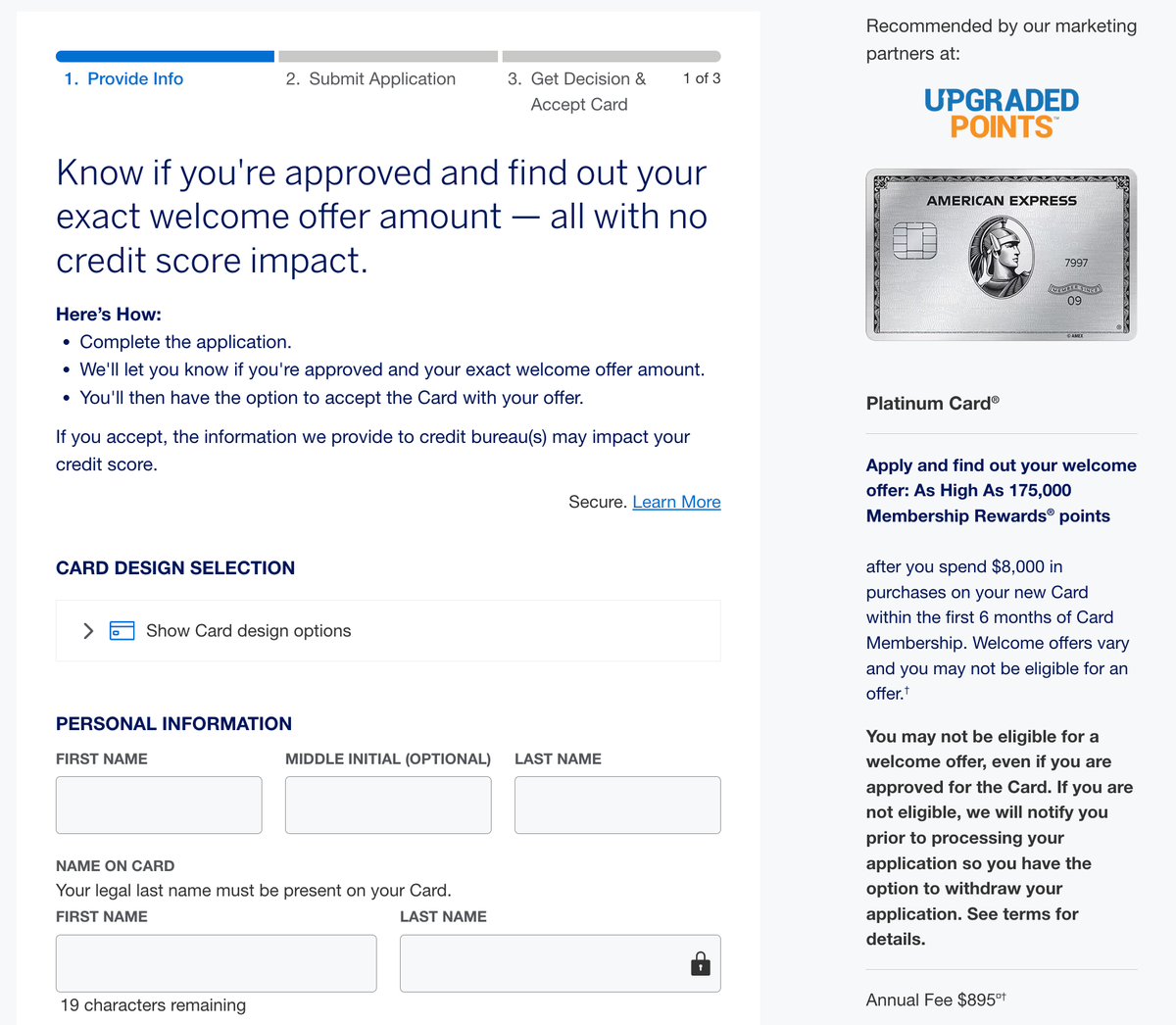 Amex Platinum card 175k offer info page