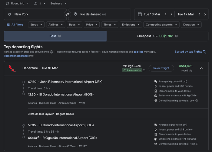 Avianca Business Class Fares NYC to Rio Avianca Business Class Fares NYC to Rio