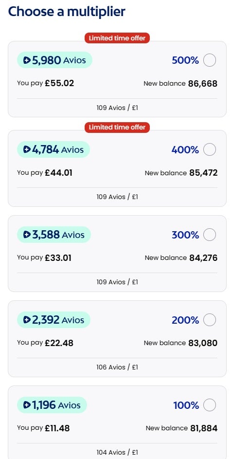 Boost Avios Promo