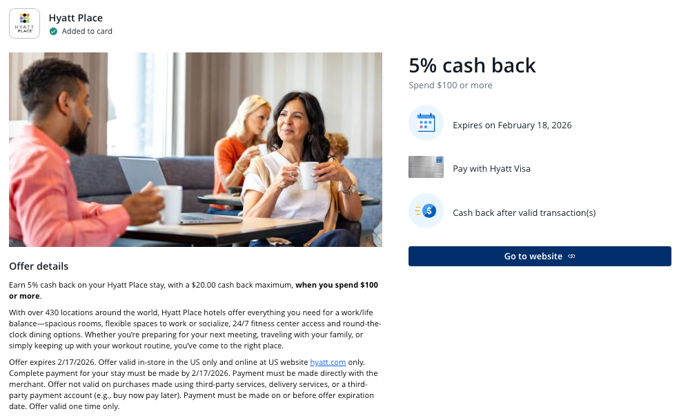 Chase Offer Hyatt Place January 2026