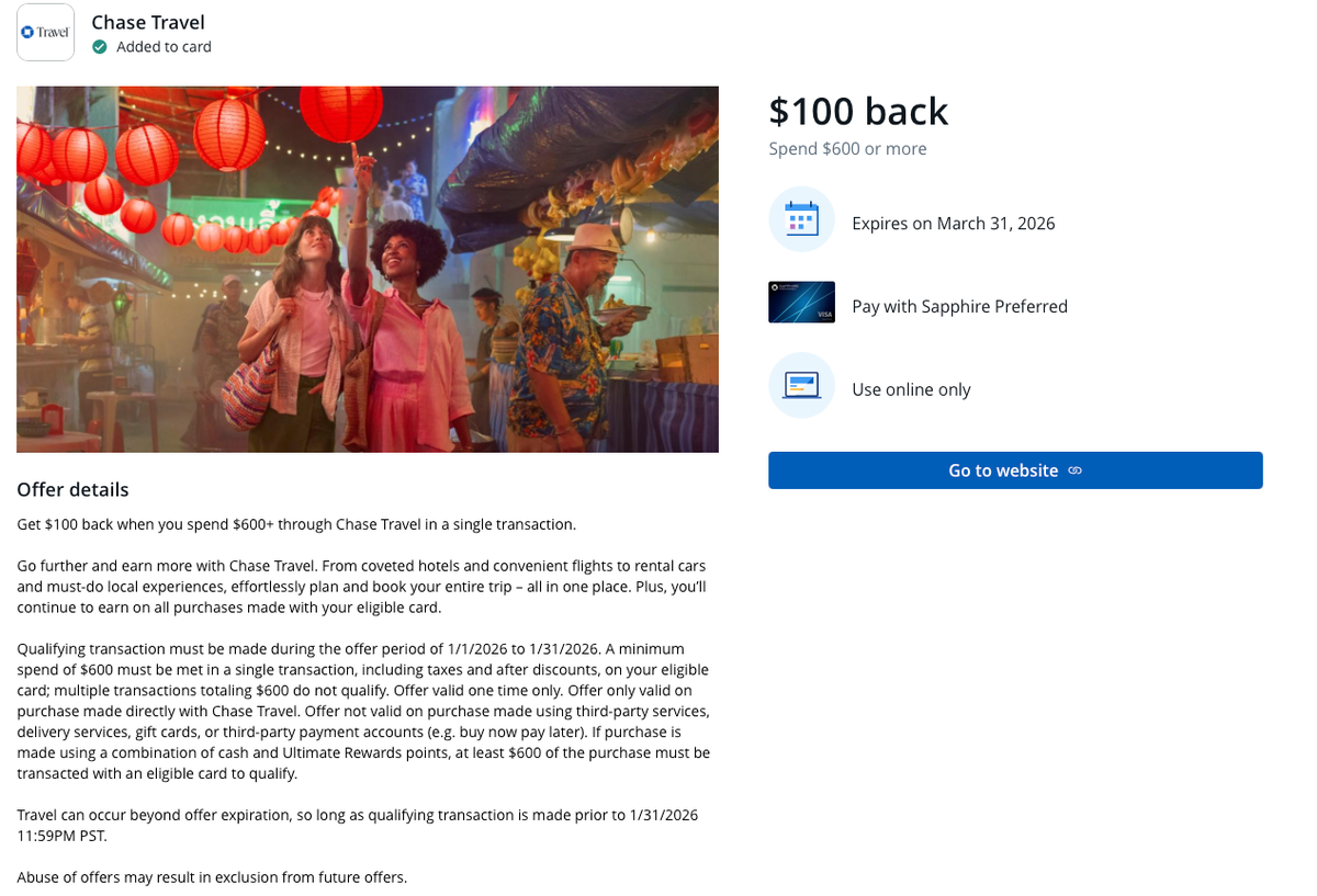 Chase Travel 2026 Chase Offer