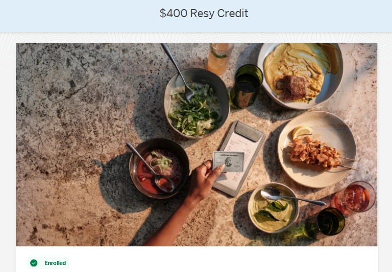 Dining Credits Amex Platinum Resy Credit