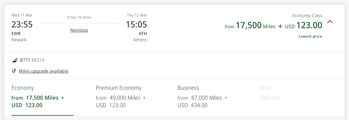 Emirates Redemption Rates