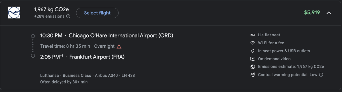 Google Flights ORD FRA Lufthansa business Google Flights ORD FRA Lufthansa business