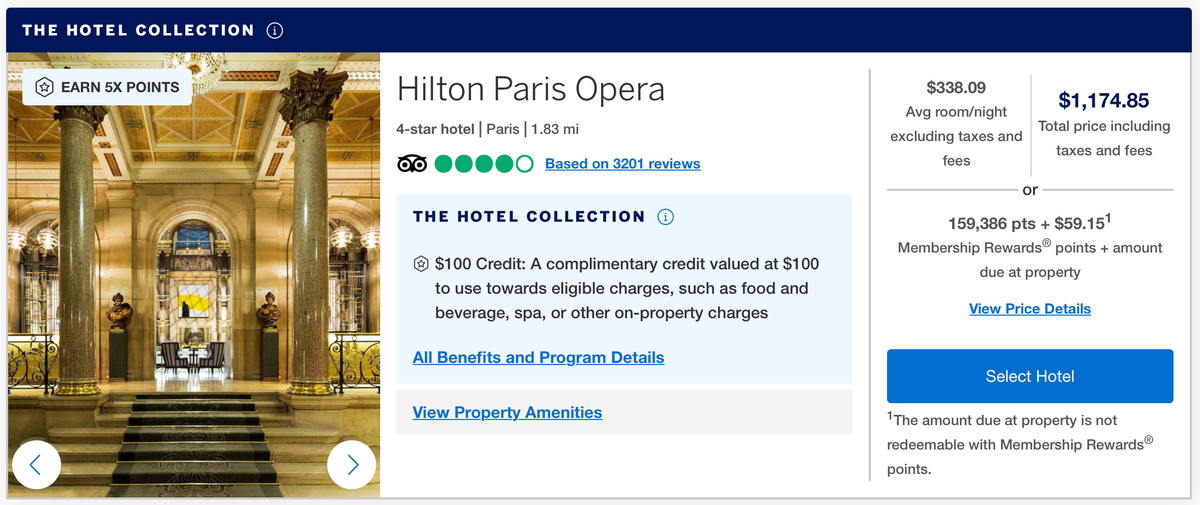 Hilton Paris Opera Hotel Collection stay on Amex Travel