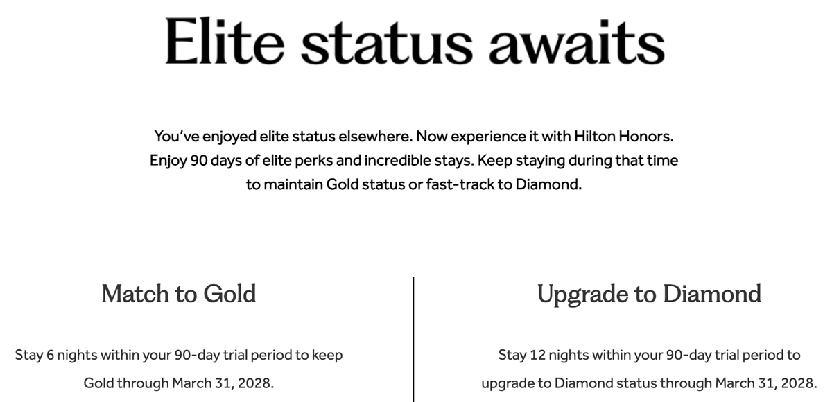 Hilton status challenge requirements 2026