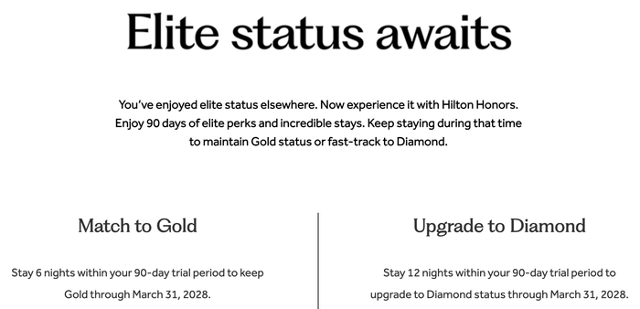Hilton status challenge requirements 2026