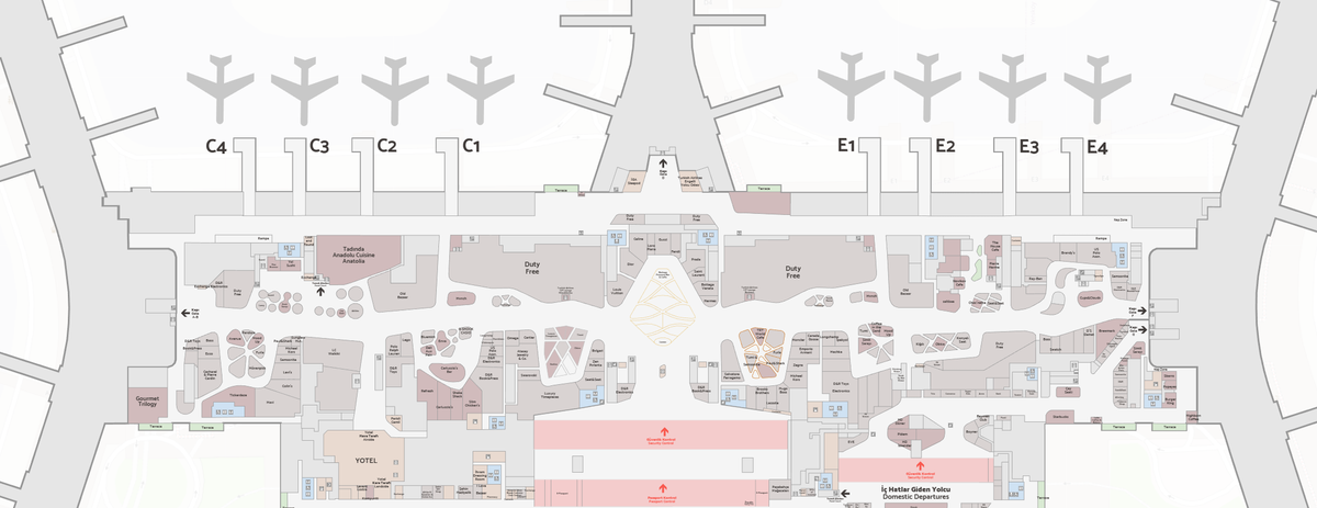 Istanbul Airport Departure Floor Shops and Restaurants C and E Gates