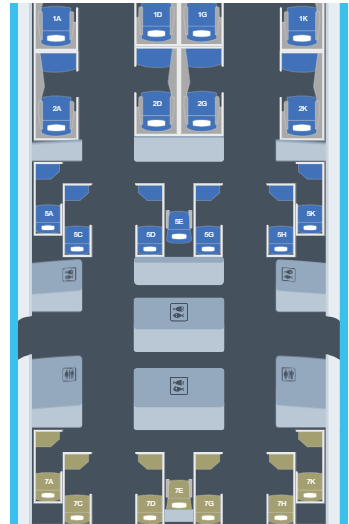 JAL 777-300ER Business Class Seat Map Japan Airlines 777 300ER Row 5 business