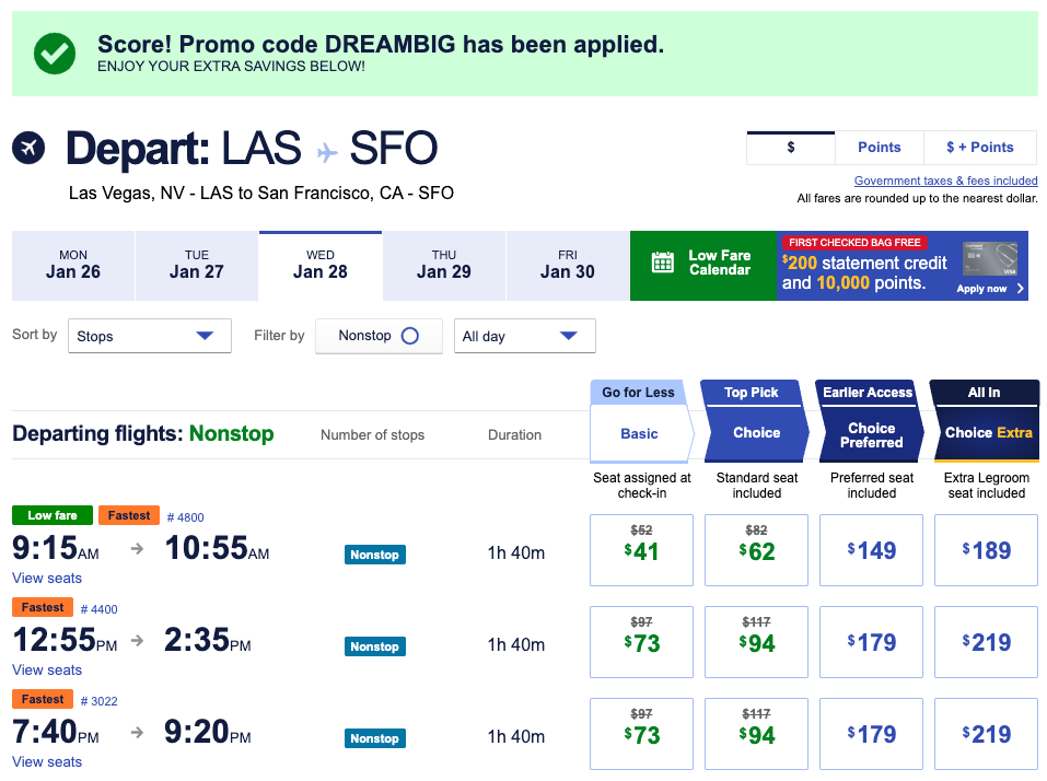 LAS SFO DREAMBIG promo