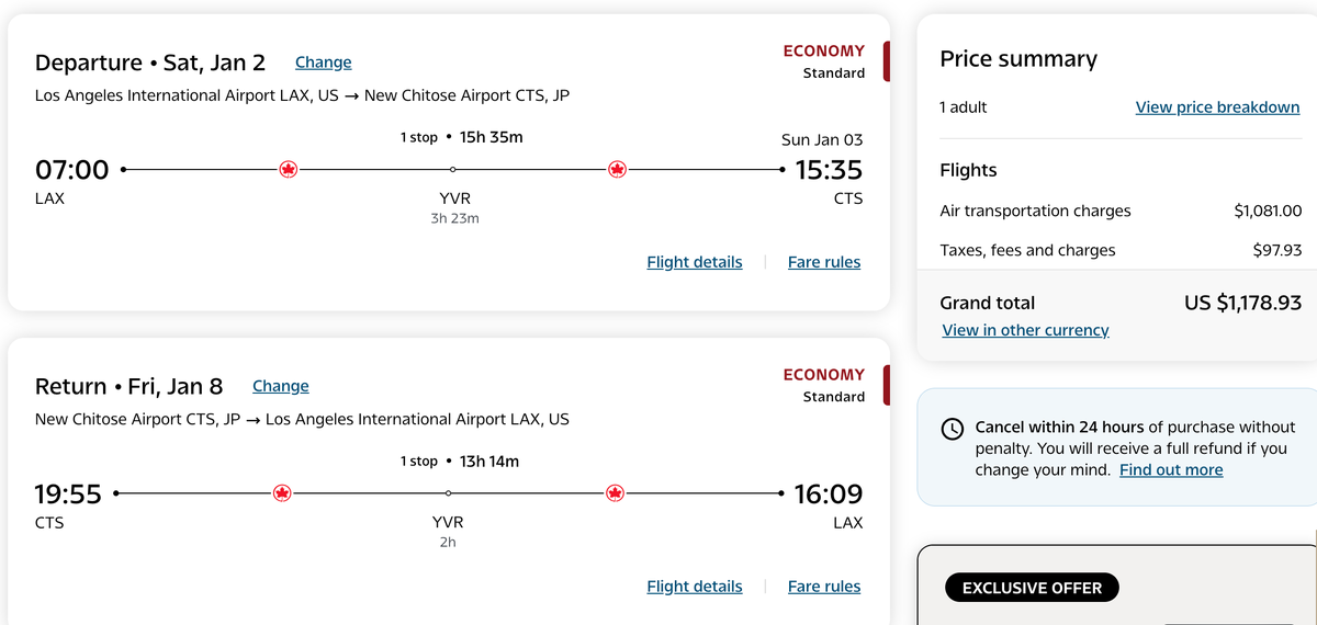 LAX to Sapporo with Air Canada LAX to Sapporo with Air Canada