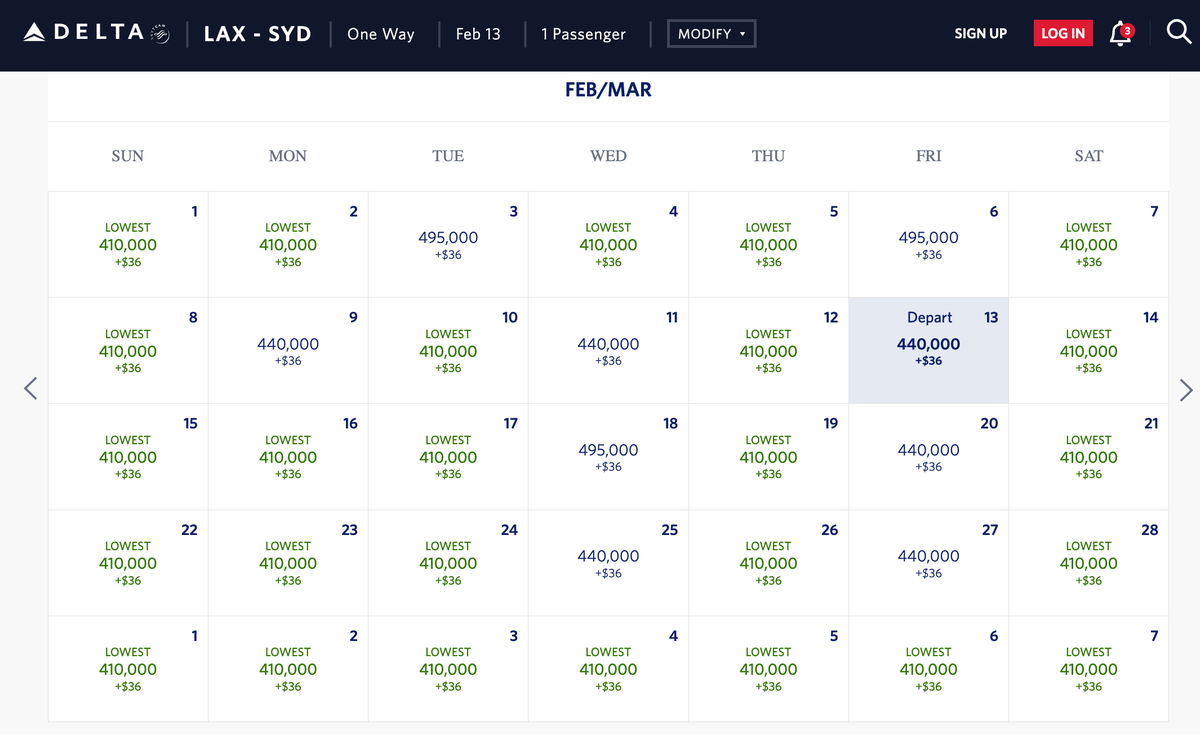 LAX to Sydney Delta redemptions