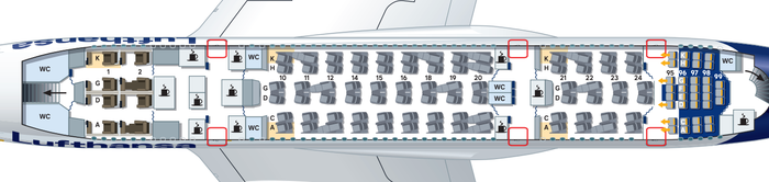 Lufthansa seat map A380 800 Upper Deck
