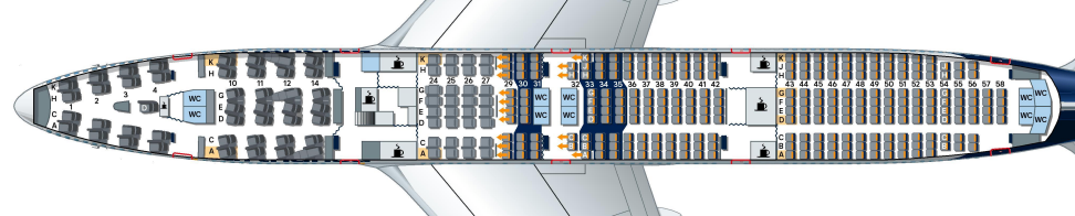 Lufthansa seat map B747 400 Lower Deck