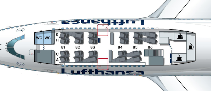 Lufthansa seat map B747 400 Upper Deck
