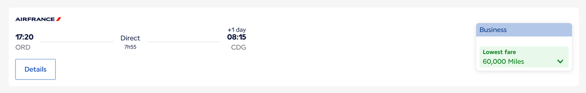 ORD CDG 60k Flying Blue miles