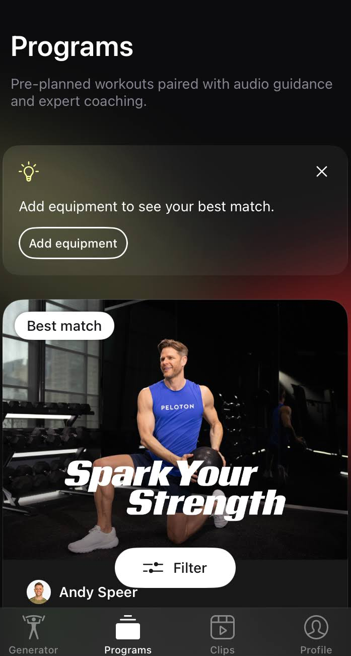 Peloton Strength app programs