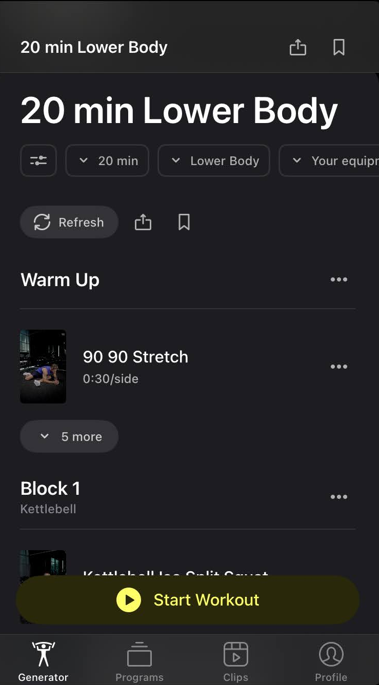 Peloton Strength workout generator