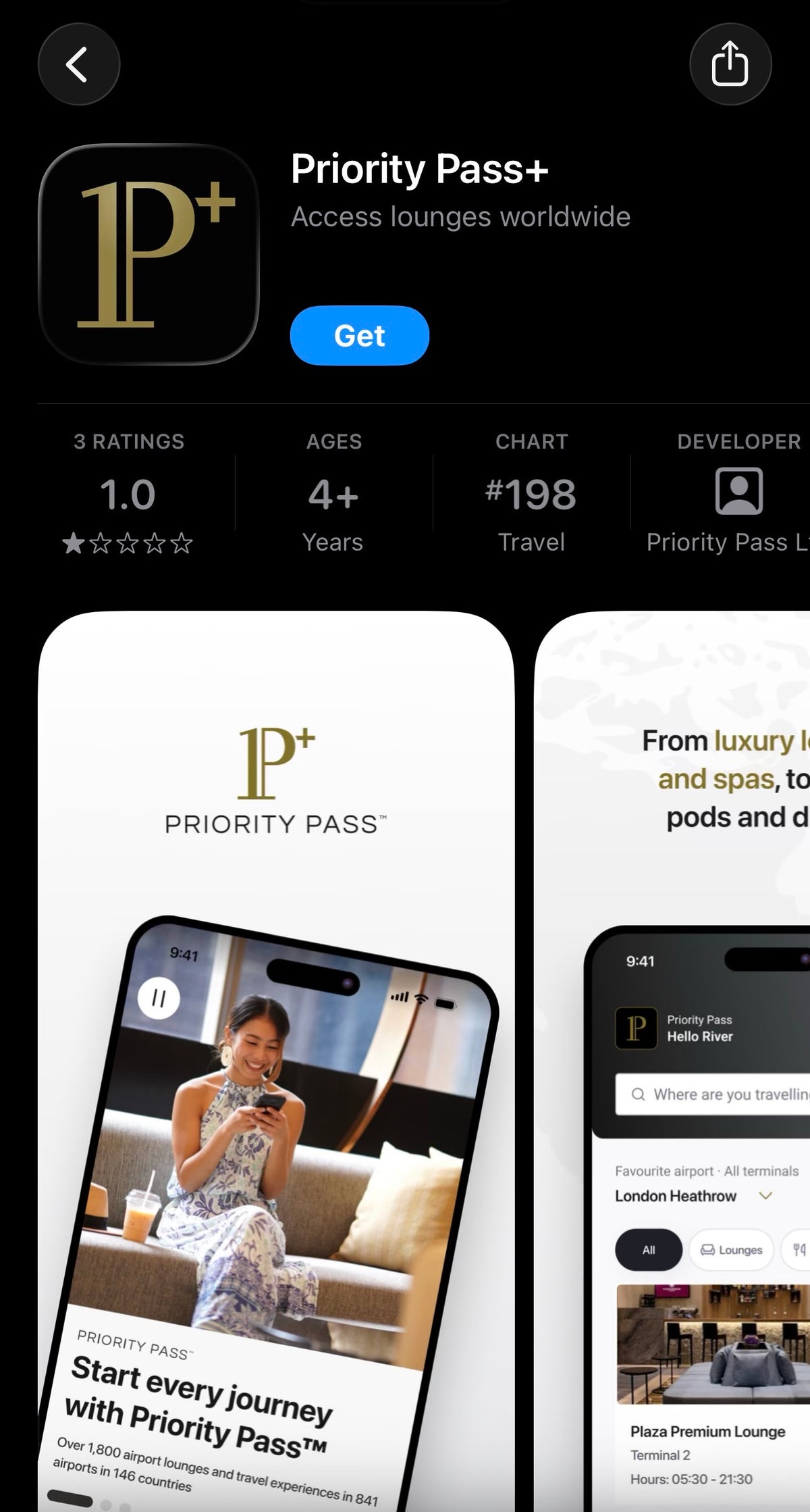 Screenshot Priority Pass App