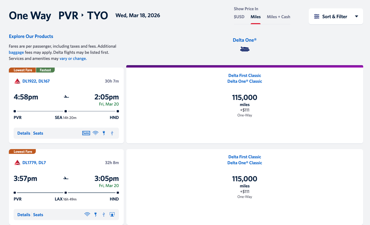 Puerto Vallarta to Tokyo Delta redemption