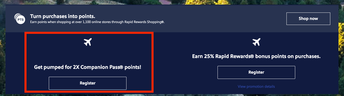 Register for double Companion Pass points bonus
