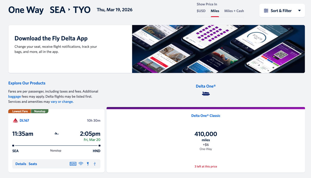 Seattle to Tokyo Delta redemption