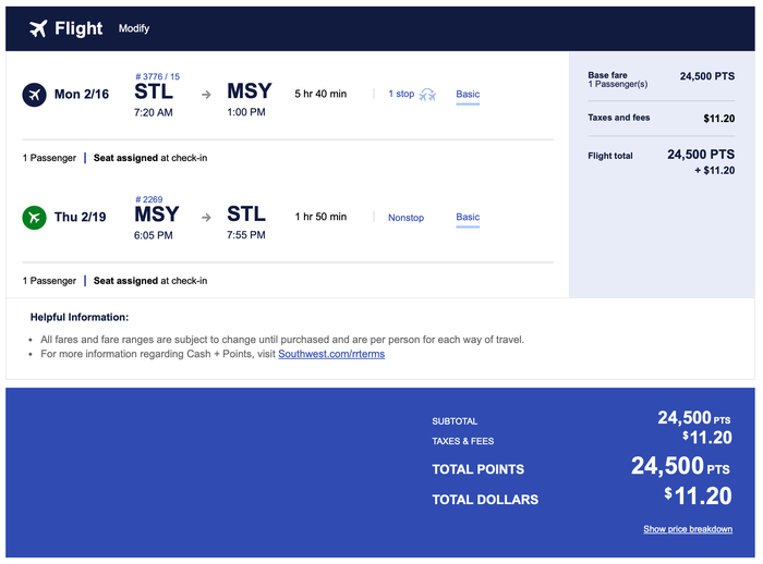 Southwest St. Louis to New Orleans