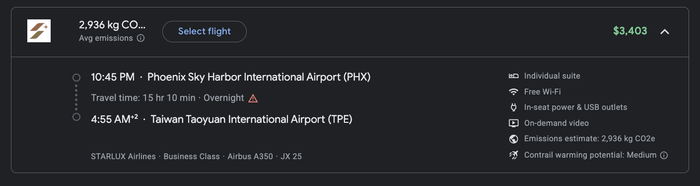 Starlux Airlines business class cash price. Google Flights Starlux Airlines business class cash price. Google Flights