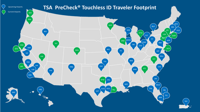 TSA Touchless ID Expasion Map TSA Touchless ID Expasion Map