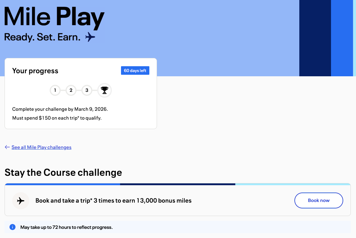 United Mile Play offer Q1 2026 13000 miles 3 flights