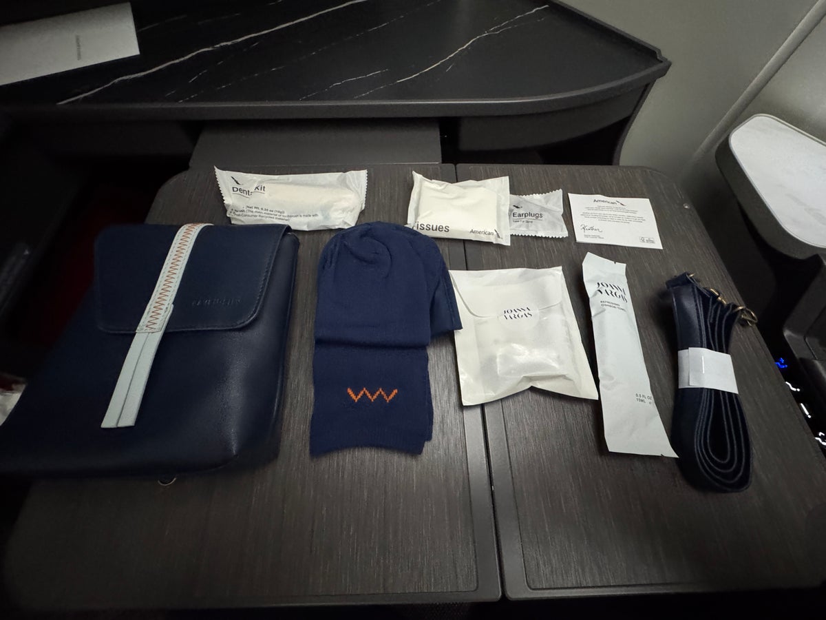 AA Flagship Suite Business Class amenity kit items
