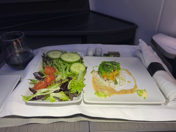 AA Flagship Suite Business Class first course appetizer AA Flagship Suite Business Class first course appetizer