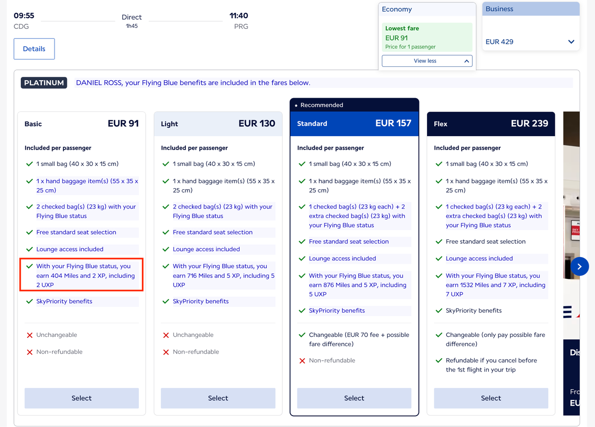 Air France Basic Fare XP